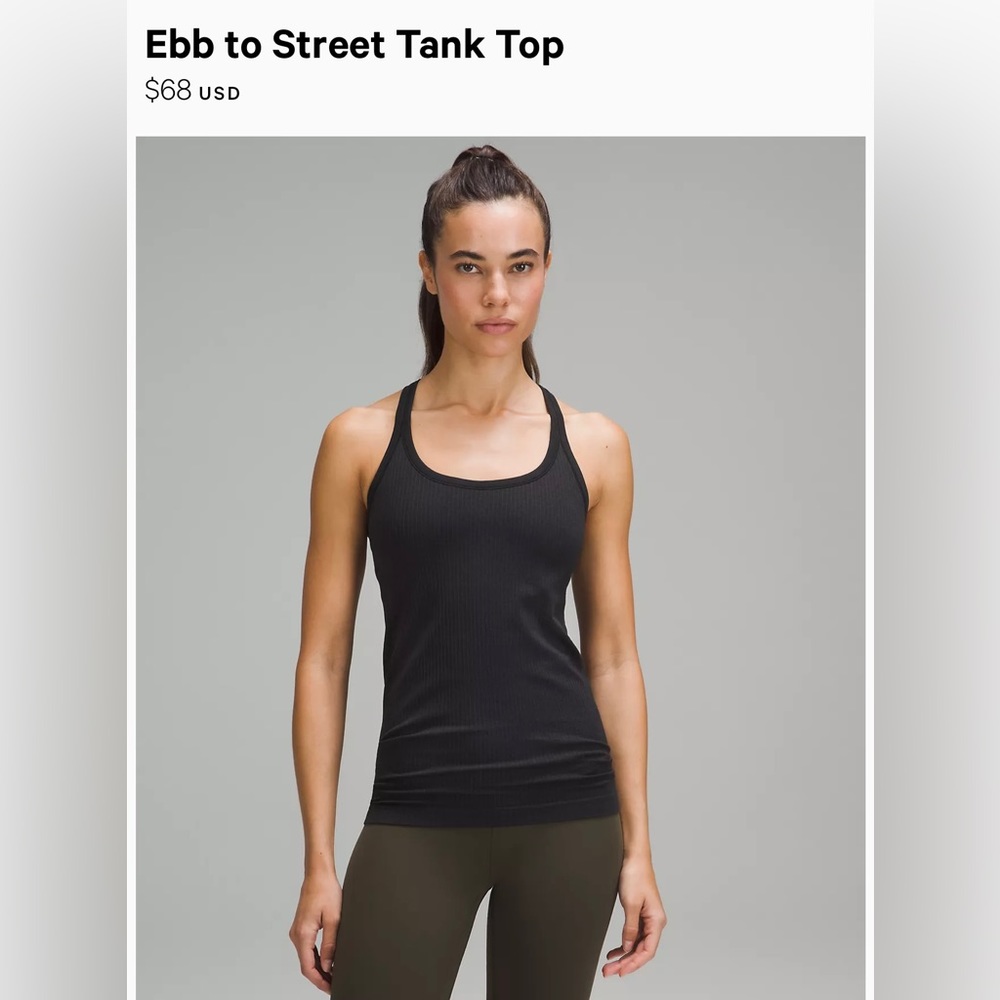 Lululemon Ebb to Street Tank Top Black Size 4
